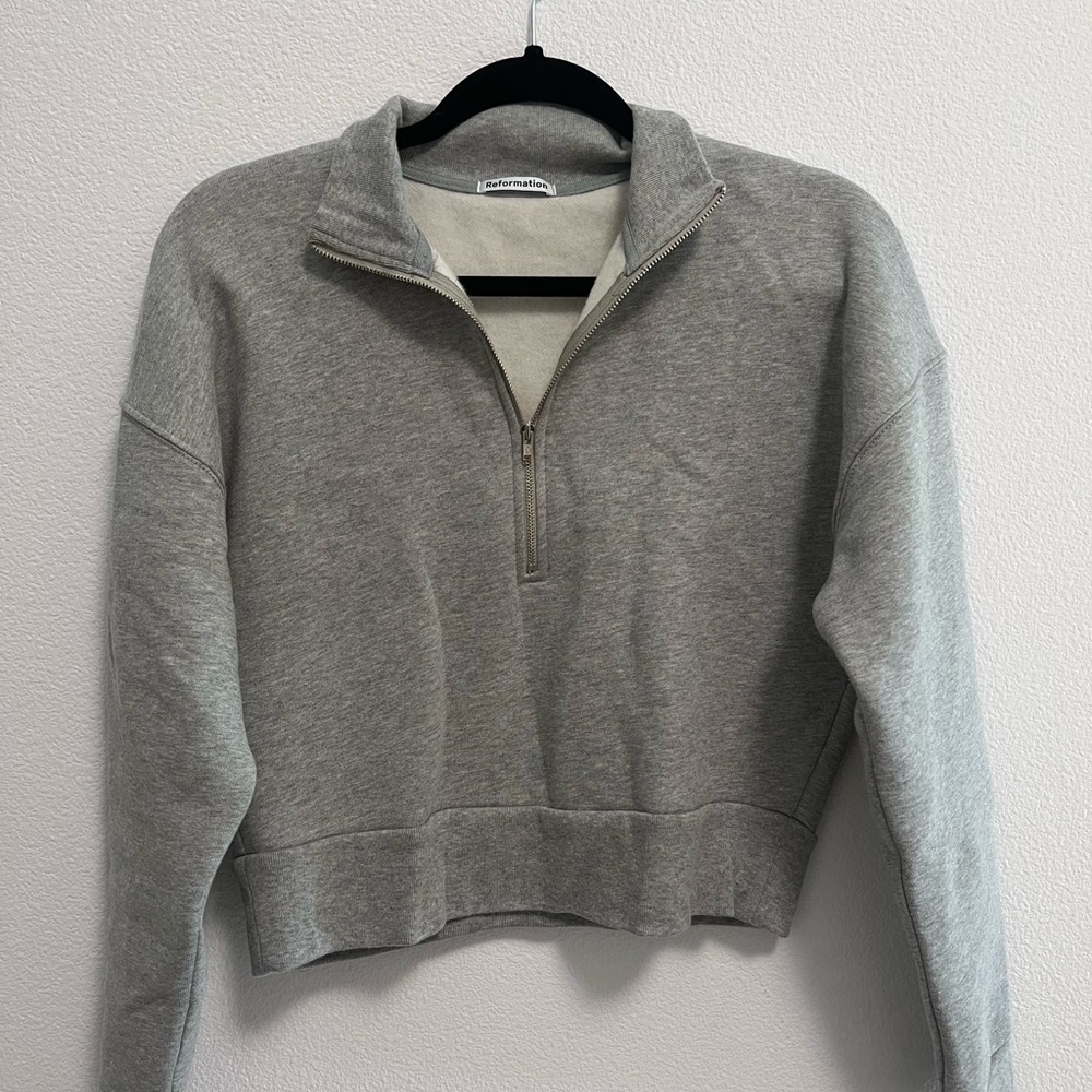 Reformation Marla zip sweatshirt in heather grey